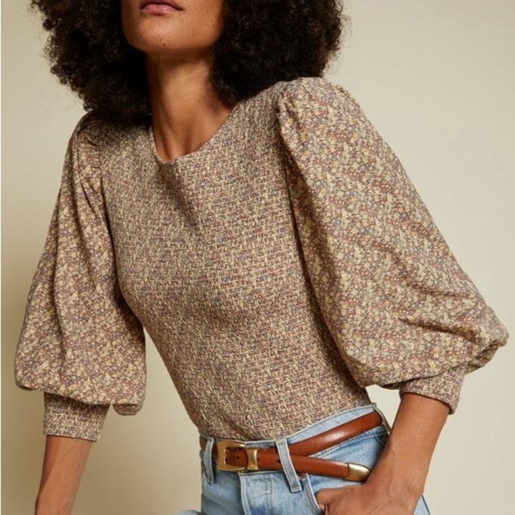 Nation LTD Tops - Nation LTD Pepper Smocked Romance Blouse Puff Sleeve Boho Cottagecore
